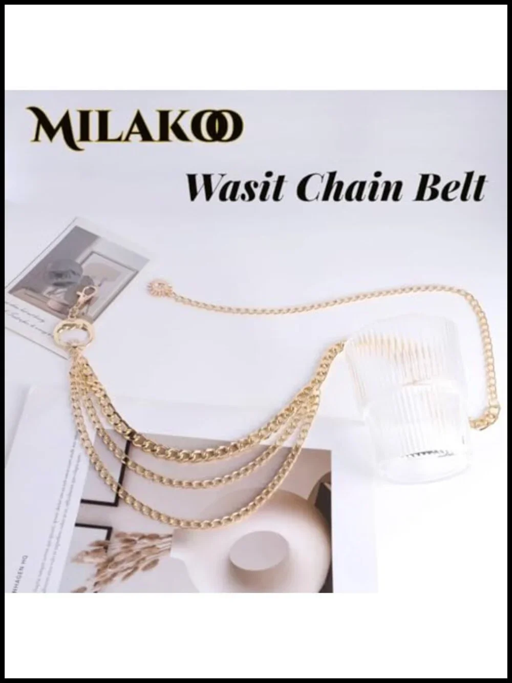 3 Layered Metal Waist Chain Belt Adjustable Body Chain for Dresses Jeans